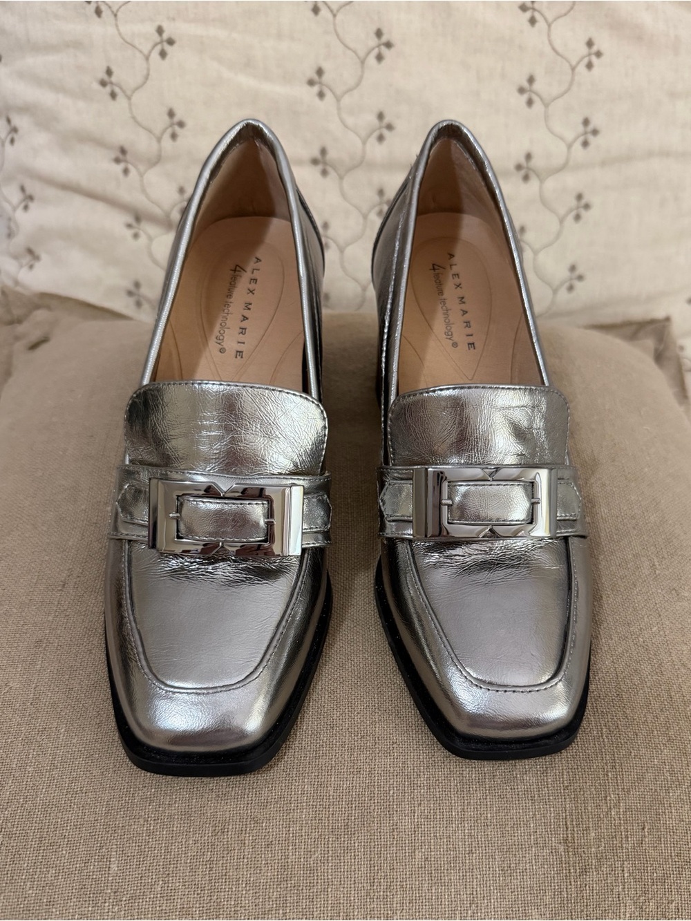 Alex Marie NWT Size 6.5 Silver Metallic Buckle Loafers
